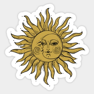 Sun and Moon Crescent Face Sticker